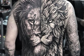 hand draw a full back tattoo design unique modern