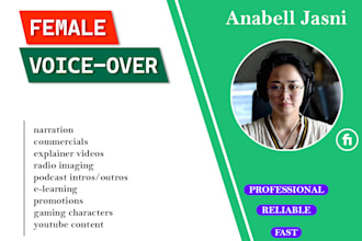 record a HQ female explainer voice over for your video