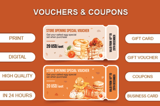 design gift voucher, coupon, business card in 24 hours