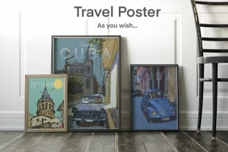 create a retro or vintage travel poster design