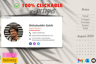 make clickable HTML email signature for gmail, outlook etc