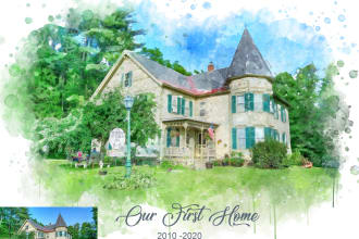 paint a watercolor portrait of your house from the photo