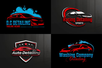do automotive auto detailing and car wash logo design