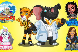 design, modern cartoon portrait, character design, caricature mascot logo