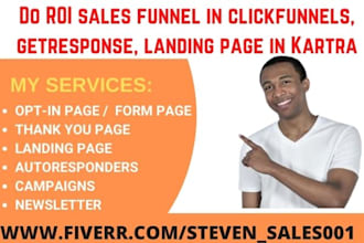 build ROI sales funnel in clickfunnels, getresponse, landing page in getresponse