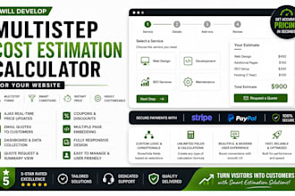 develop multistep cost estimation calculator in wordpress