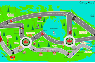 draw driven map of canada or USA