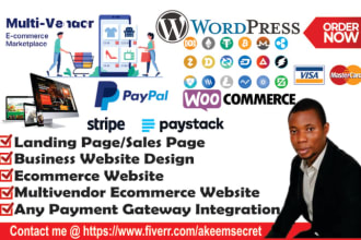 do payment integration, build wordpress website, woocommerce multivendor, paypal