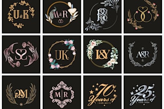 design a unique custom wedding initial logo or monogram for your wedding