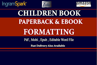 format childrens book for KDP, paperback, childrens book formatting for kindle
