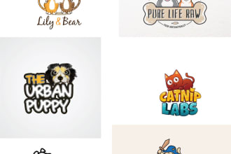 design cute animal, pet, dog cartoon mascot logo