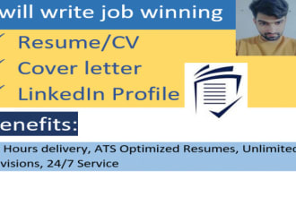 write ats optimized resume, CV, cover letter, linkedin profile