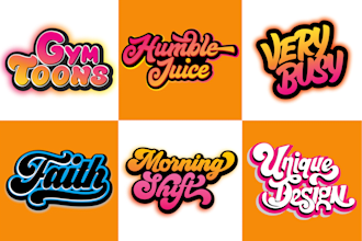 do professional typography, text logo, and hand drawn design