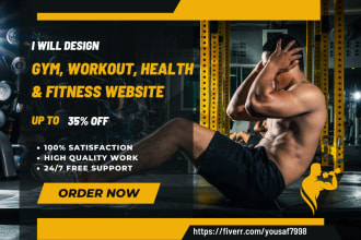 design gym, workout, sports, health, and fitness website
