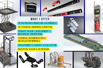 design 3d industrial designs on solidworks with 3d cad designs