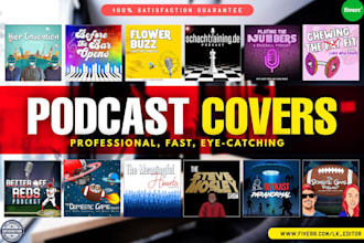 design professional podcast cover art, logo