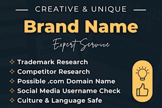 create business names ideas, brand names and domain  and slogans