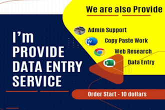 be your virtual assistant for data entry, typing, copy paste and web research