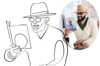 draw best photos into amazing line art, your photo, family or pets