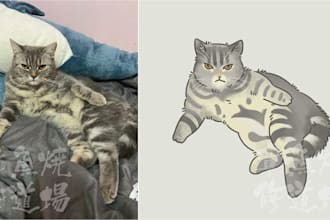 draw your pet in cute chibi cartoon style