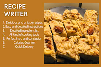 write food recipes and cookbooks