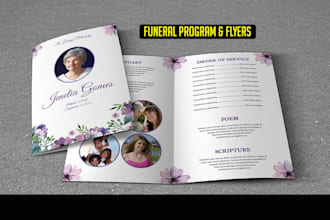 do funeral program pamphlet, obituary and any flyer