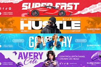be your perfect youtube banner art, facebook cover designer