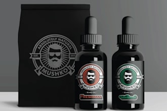 create beard oil label and box packaging