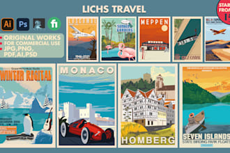retro or vintage travel flyer design