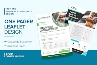 design one pager, leaflet, business flyer and capability statement
