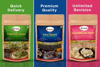 do pouch design, label design, mylar bag, and food packaging