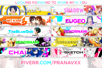 design anime banner or anime header for twitch youtube twitter