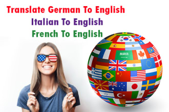 translate german to english, italian to english, french to en