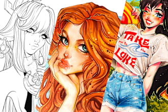 draw cute single cartoon portrait in unique style