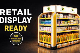 design 3d retail display stand, posm, gondola and counter top for fmcg and store