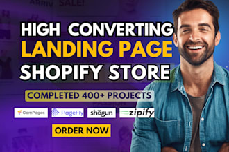 design shopify landing page, product store by gempages, pagefly, shogun, zipify
