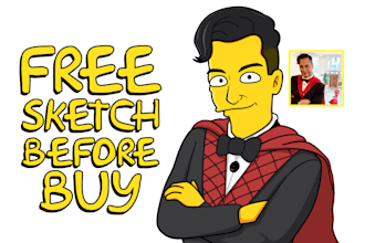 Hot Review!  draw you into the simpsons yellow cartoon character