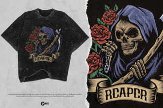 create a skull vintage t shirt design for your brand