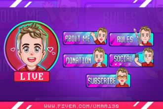 design custom chibi twitch panels for you