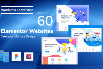 clone, redesign, convert figma to wordpress with elementor