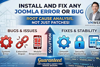 install and fixing error,bugs in joomla