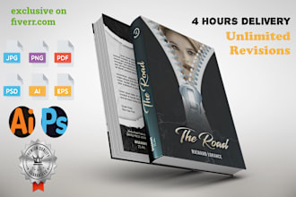 design unique book cover, kdp or ebook cover, and notebook with back and spine
