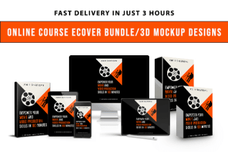 design online course ecover digital 3d mockup bundle