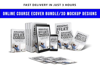 design online course ecover digital 3d mockup bundle