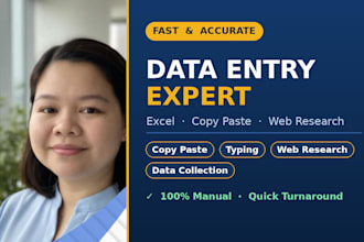 do excel data entry, copy paste and web research accurately
