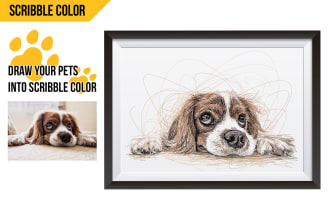 draw your pet into scribble sketch color art portrait
