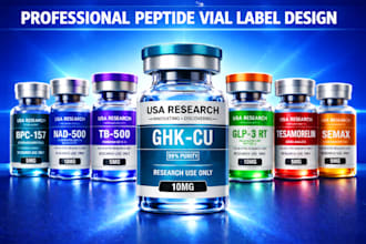 do clean product label design and peptide vial label design