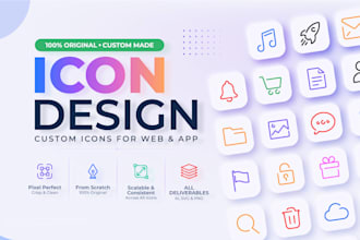 design unique custom icon set for web and app