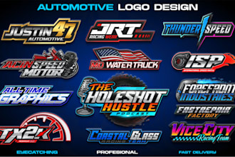 design modern car logo for automotive, racing team, garage, workshop, detailing
