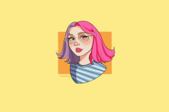 draw a cute cartoon portrait illustration